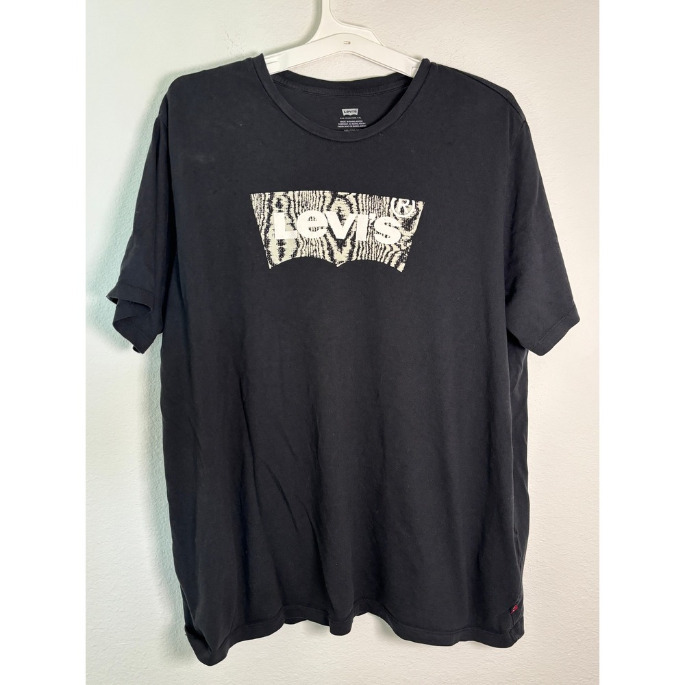 Levis Mens XXL Black Batwing Logo Graphic T-Shirt Short Sleeve Crew Neck Tee